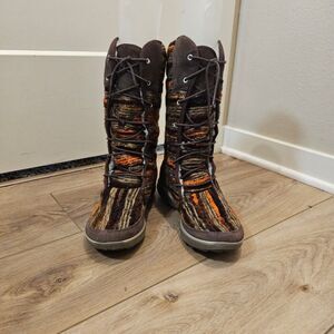 MERRELL Pechora Sky Espresso Spun Wool LEATHER Winter Boots Womens Size 10.5